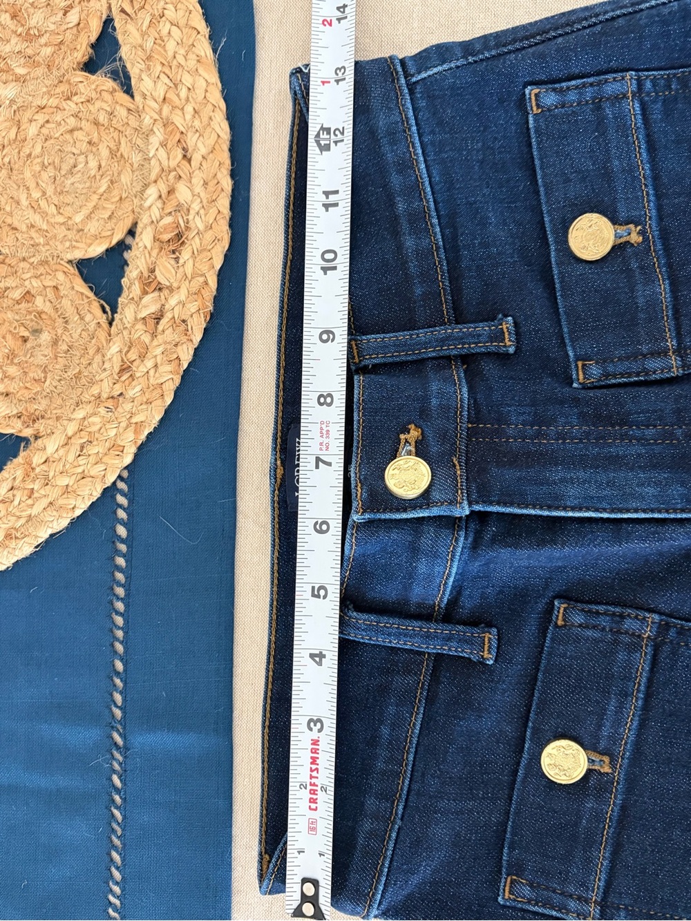 J. Crew Factory Slim Wide-Leg Sailor Jeans Gold Buttons All Day Stretch SZ 25 - Picture 10 of 12
